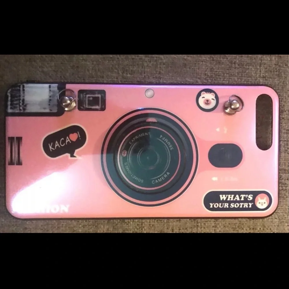 Pink Retro Vintage 3D Glossy Camera Case Cover Skin Shockproof iPhone 6/7/8 Plus